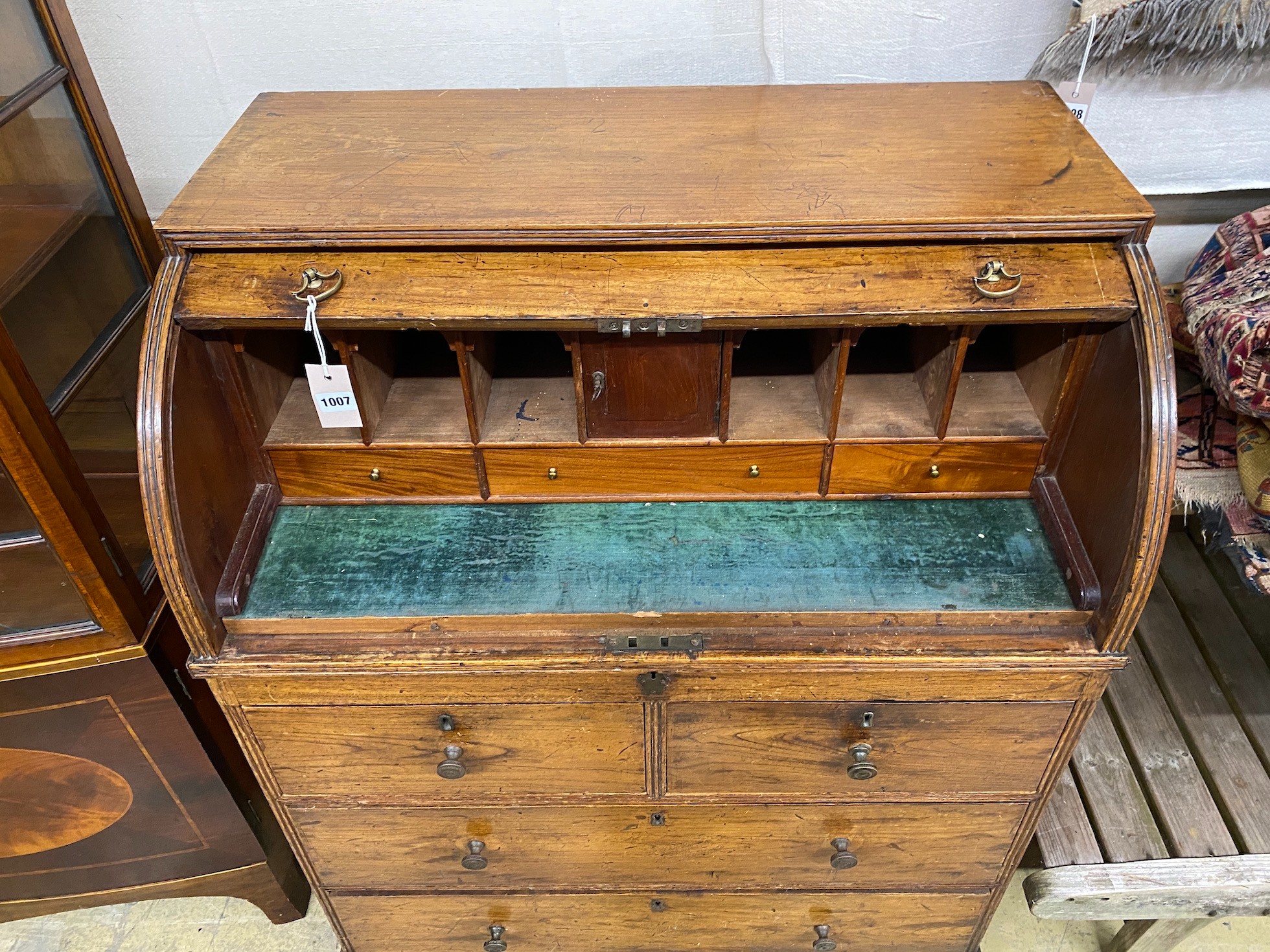 A Regency mahogany cylinder bureau, width 84cm, height 106cm